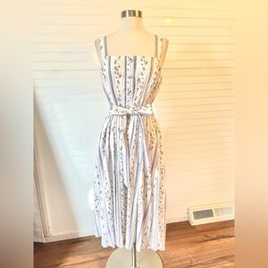 Antonio Melani Dainty Floral Strip Linen Daniela Jumper Dress NWT Size 10